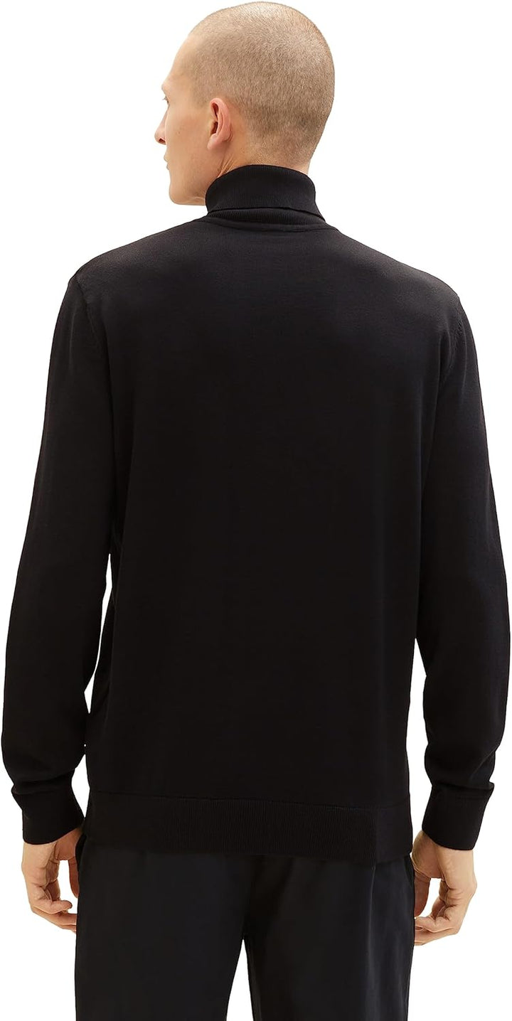 TOM TAILOR Herren Basic Strickpullover mit Rollkragen M 29999 - Black, M 29999 - Black