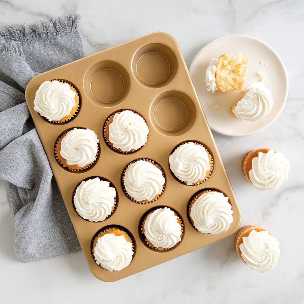 Nordic Ware Naturals Muffinform aus Aluminium, antihaftbeschichtet, zwölf 7,9 cm grosse Tassen 12 Mu