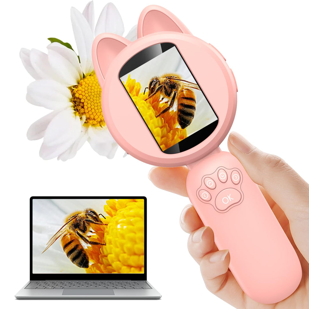 Lupe für Kinder, Handheld Kindermikroskop mit 2,0 IPS Bildschirm, 8 LEDs, USB to PC - Mikroskop für
