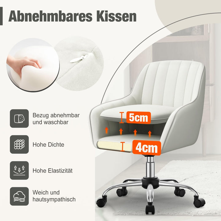 Schreibtischstuhl,Bürostuhl mit gepolstertem Samtstoff,Schminktisch Stuhl,höhenverstellbar Drehstuhl