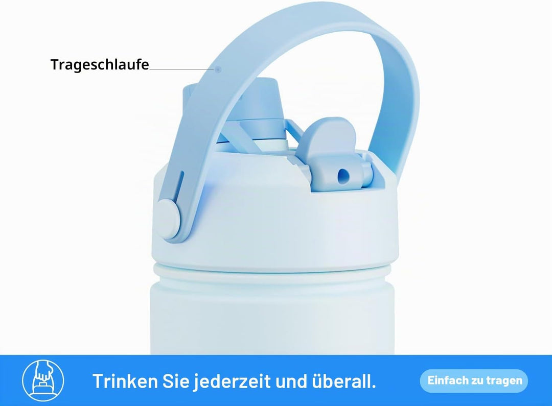 POWCAN 26 oz isolierte Wasserflasche mit 2-in-1-Trinkhalm und Ausgussdeckel, hält 24 Stunden kalt, a