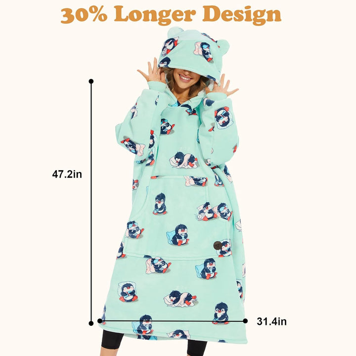 THREE POODLE Oversize Decken Pullover Kuschelpullover für Kinder, Warm und Weiches Futter, Übergross
