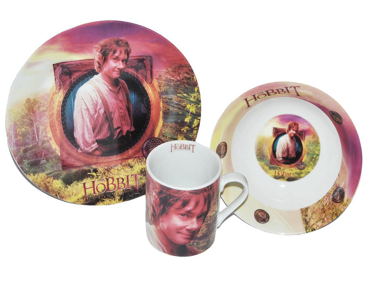 alles-meine.de GmbH 3 TLG. Geschirrset Hobbit - Herr der Ringe - Porzellan Tasse + Teller + Müslisch