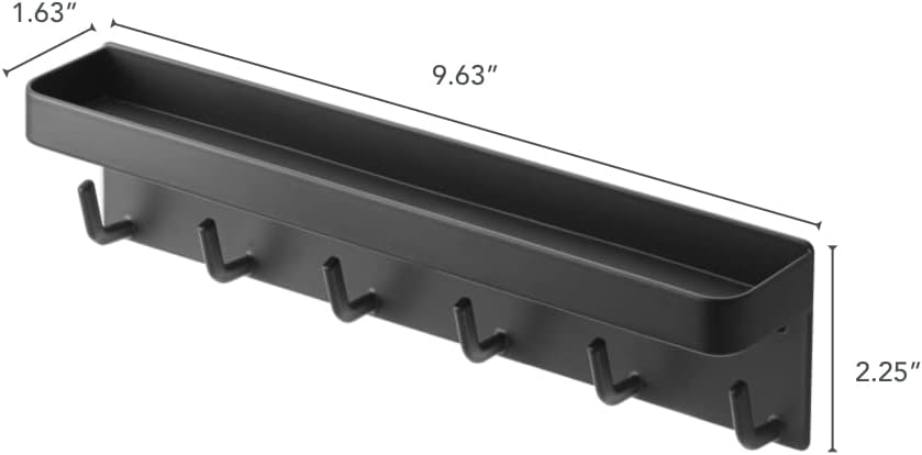Yamazaki 2755 SMART Magnetischer Schlüsselhaken mit Ablage, schwarz, Stahl, minimalistisch, 24.5 x 4