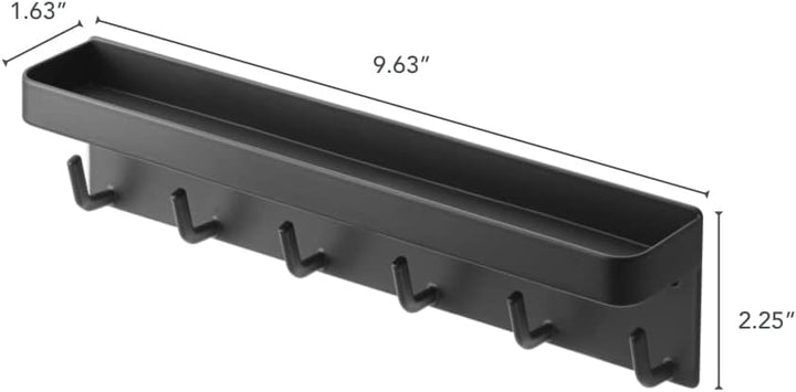 Yamazaki 2755 SMART Magnetischer Schlüsselhaken mit Ablage, schwarz, Stahl, minimalistisch, 24.5 x 4