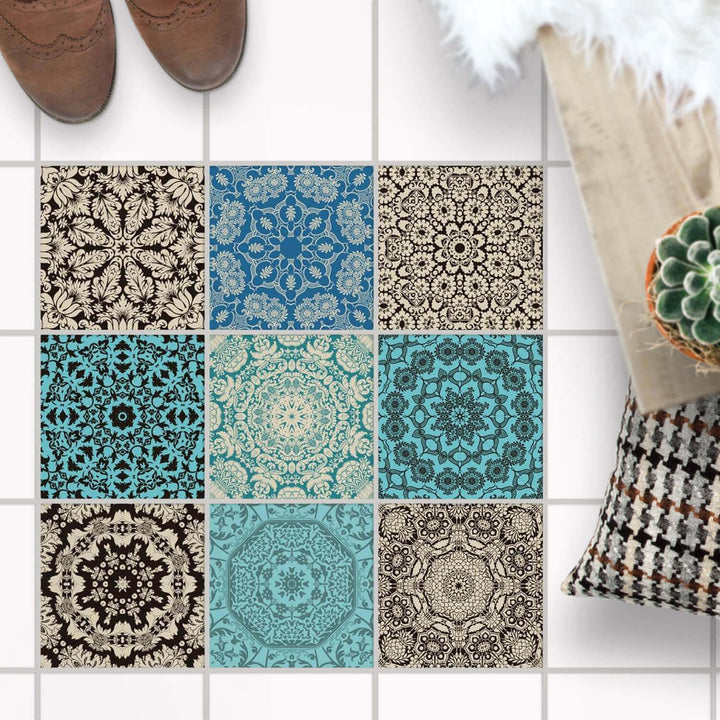 PVC Klebe-Fliesen für - [ Boden Fliesen ] - Aufkleber Folie Sticker für Boden-Fliesen - Küche oder B