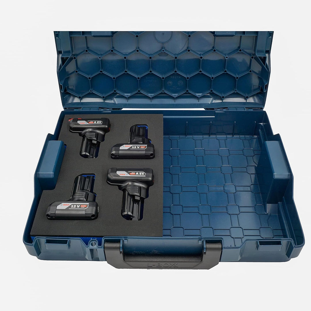 APTEX Schaumeinlage passend für 4x Bosch Akkus GBA 12V 4Ah, 6Ah für halbe Bosch L-Boxx