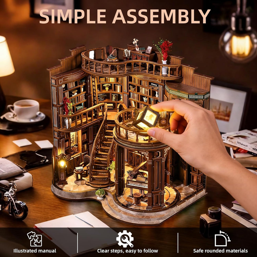 Book Nook Kit für Erwachsene - CRIOLPO DIY Miniatur Haus Holzpuzzle 3D Puppenhaus - Buchstütze für B