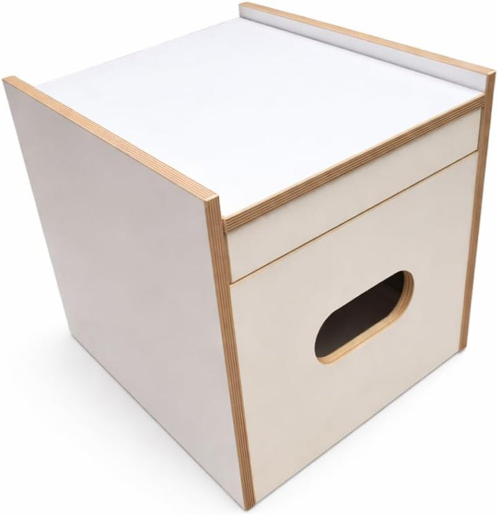 Toiletten Hocker Weiss mit Toilette Porta Potti 165/365 - Polster blau Stauraum Hocker