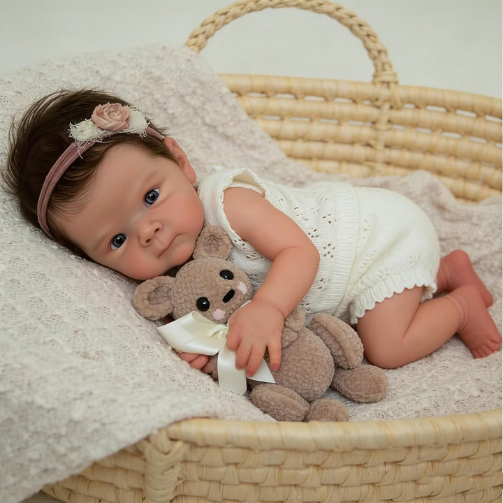 Zero Pam 45 cm Babypuppe aus Silikon, komplett weiches Silikon, ganzer Körper mit Haaren, realistisc