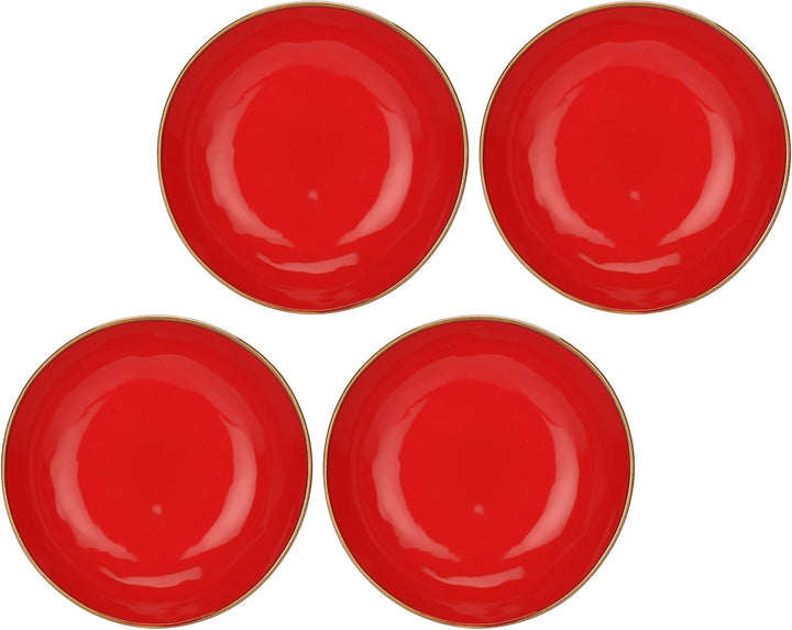 THUN Rose & Tulipani-Set mit 4 tiefen Tellern, Konzert, Koralle, Feinsteinzeug, 21 cm