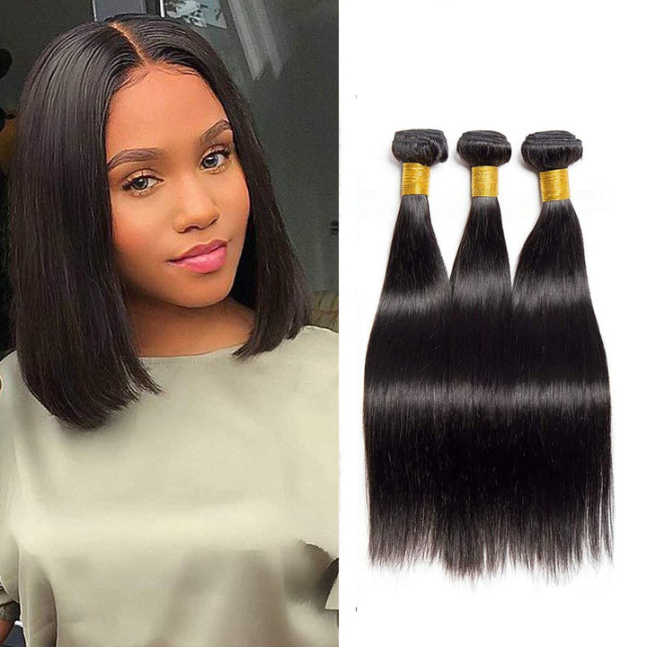 Human Hair Bundles 8 8 8 Zoll Natürliches menschliches Haar webt brasilianische glatte Haarverlänger
