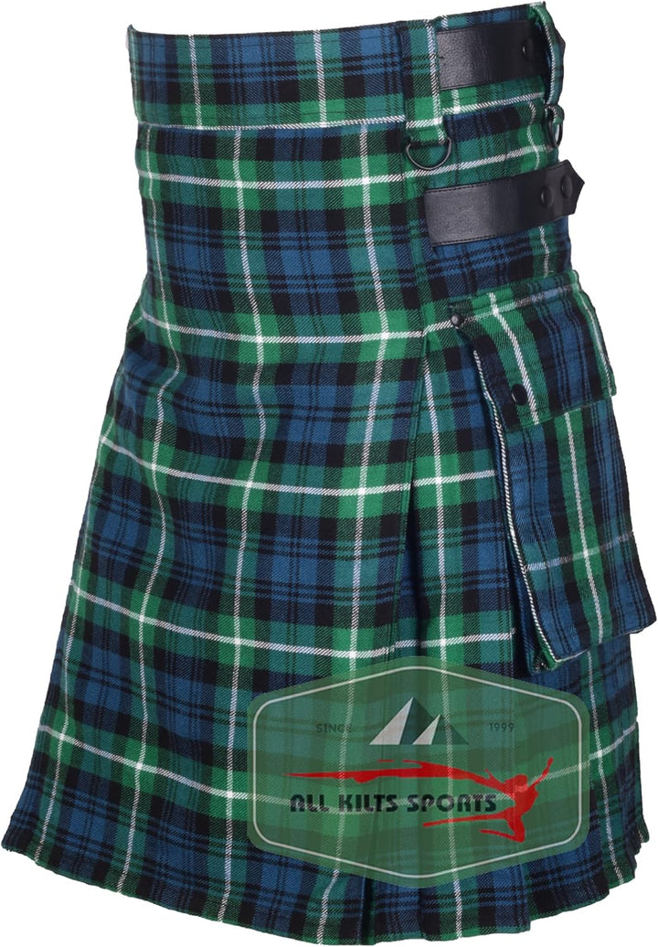 Utility-Kilt für Herren aus Acrylwolle mit Lederriemen, Lamont Ancient 34