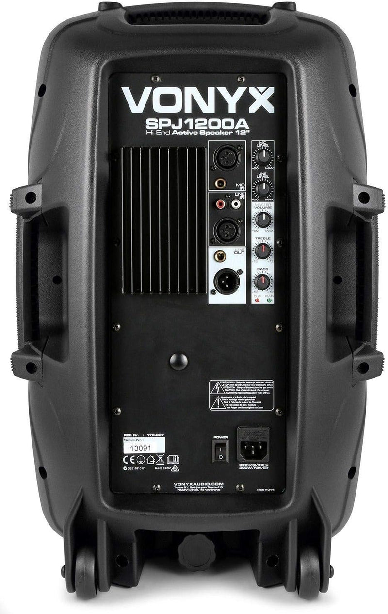 Vonyx spj-1200 Aktiv Lautsprecher, PA Lautsprecher, Musikbox, 600 Watt, 12 Zoll Monitor PA Boxen