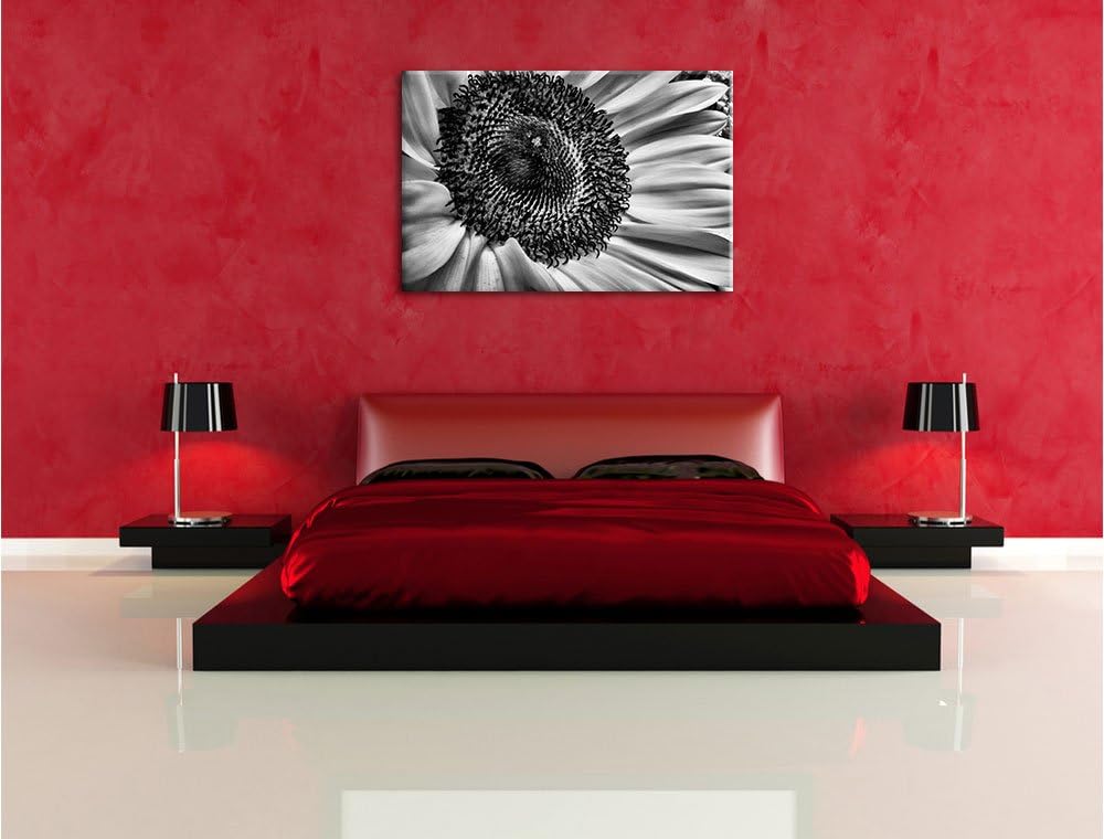 Pixxprint grosse Sonnenblume / 100x70cm Leinwandbild bespannt auf Holzrahmen/Wandbild Kunstdruck Dek