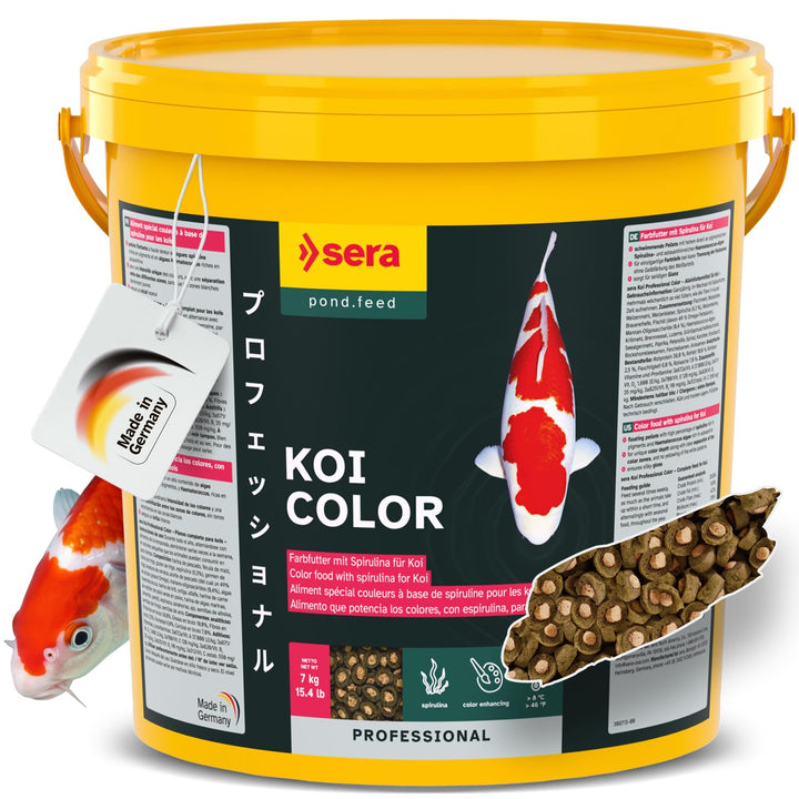 sera KOI Professional Spirulina Farbfutter 7 kg (21L) | Koi-Fischfutter für perfekte Farben| Für Tem