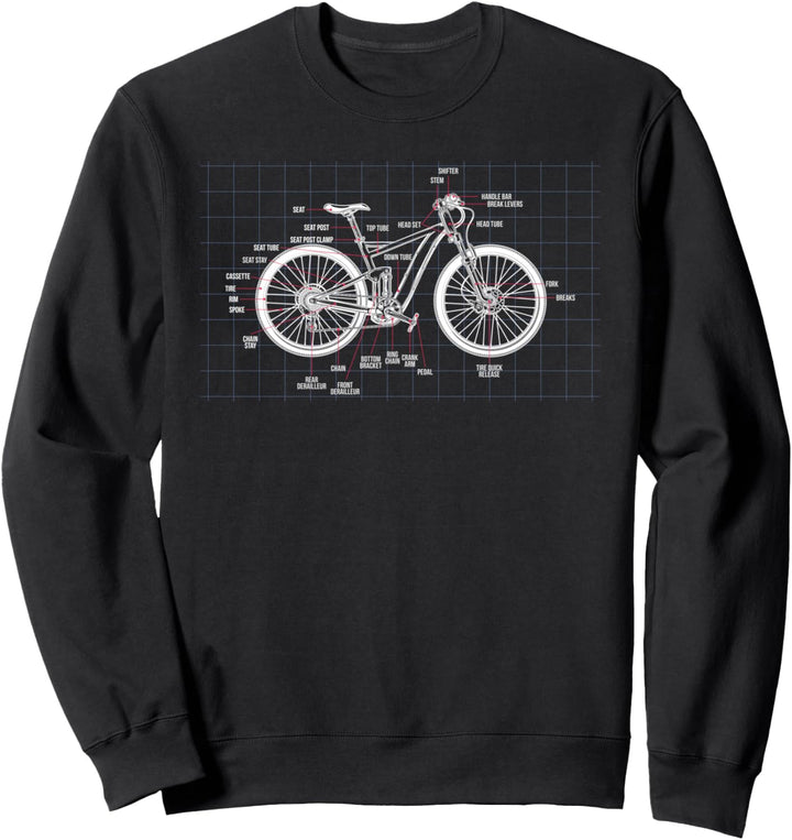 Mountainbike Anatomie MTB Fahrradteile Radfahren Sweatshirt
