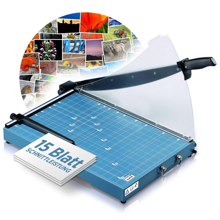 Olympia G 4415 Hebelschneider (für Büro, DIN A3, 15 Blatt, Metallauflage, Papierschneider mit Schnit