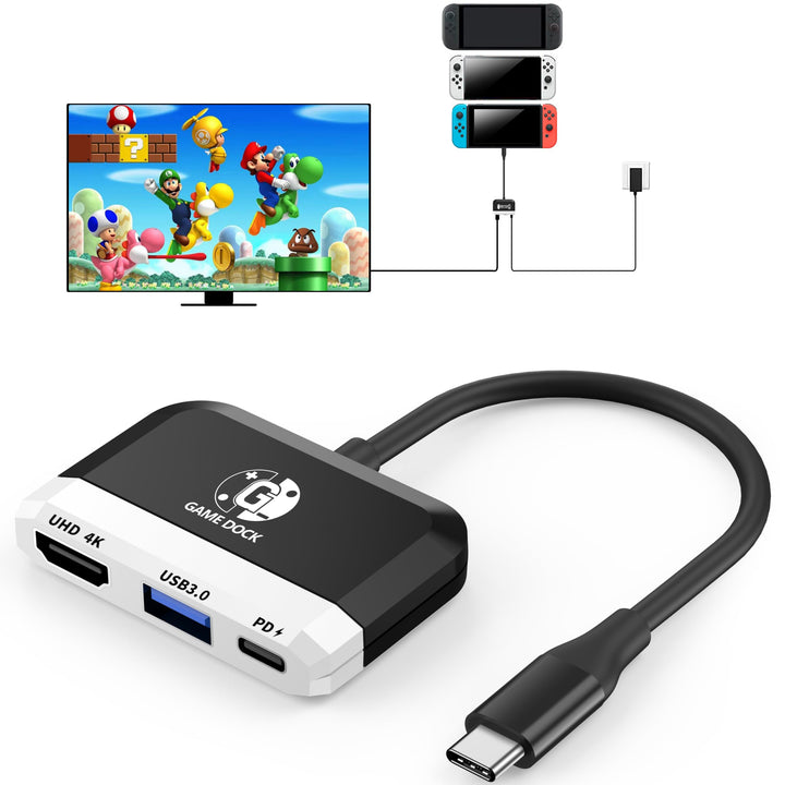 Switch TV Dock für Nintendo Switch/OLED, 3 in 1 Switch Portable Dock mit 4K HDMI, USB 3.0 Port, Type
