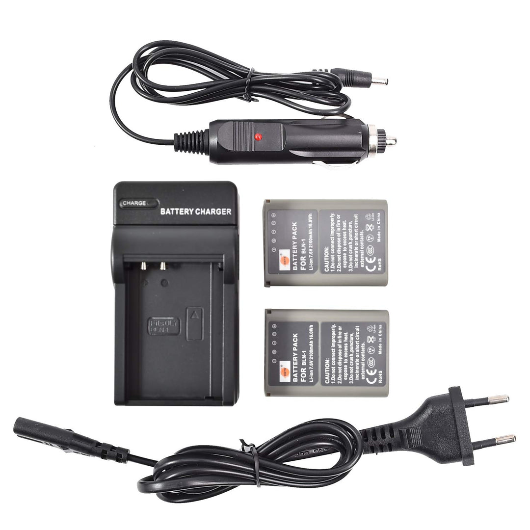 DC133E Reise Ladegerät + DSTE（2 Pack） Ersatz Batterie Kompatibel für Olympus BLN-1 E-M1 E-M5 OM-D Pe