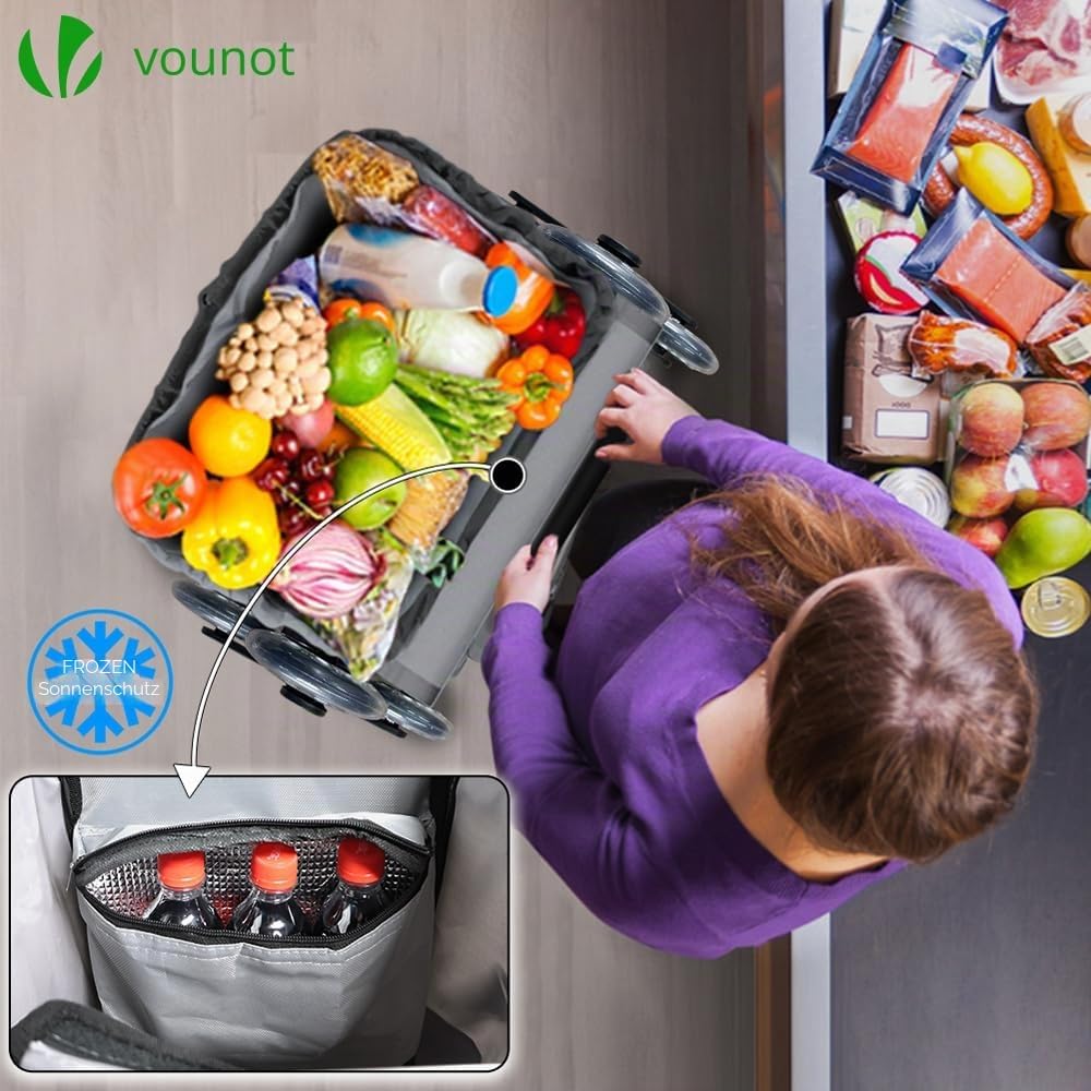 VOUNOT® Aluminium Einkaufstrolley Treppensteiger, 3 in 1 Trolly Einkaufswagen Klappbar, Hackenporsch