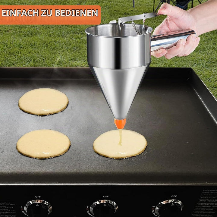 Teigspender Teigportionierer, 1.2L Teigportionierer Edelstahl Pfannkuchen Teigspender eigspender mit