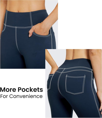 Activewear-Hosen für Damen mit 4 Taschen Bootcut Jeans Yoga Hosen Damen Stretch Hohe Taille Yogahose