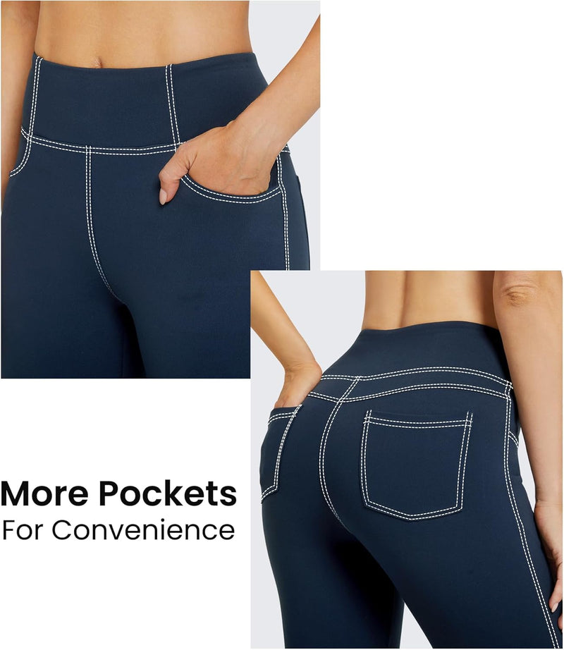 Activewear-Hosen für Damen mit 4 Taschen Bootcut Jeans Yoga Hosen Damen Stretch Hohe Taille Yogahose