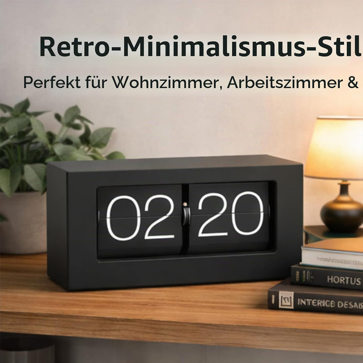 Greensen Retro Style Flip Clock, Mechanische Seitenwechsel-Desktop-Uhr mit Edelstahlbasis für Wohnzi