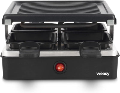 Wëasy Raclette- & Grill für 4 Personen LUGA40, abnehmbare Grillplatte, leicht zu reinigen, 4 Pfannen