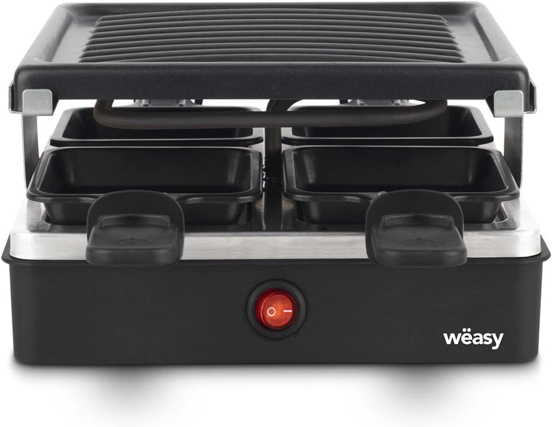 Wëasy Raclette- & Grill für 4 Personen LUGA40, abnehmbare Grillplatte, leicht zu reinigen, 4 Pfannen