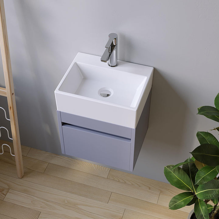 AQUABATOS Waschbecken aus Keramik Eckig 38 x 30 cm Aufsatzwaschbecken für Waschtisch Unterschrank Wa
