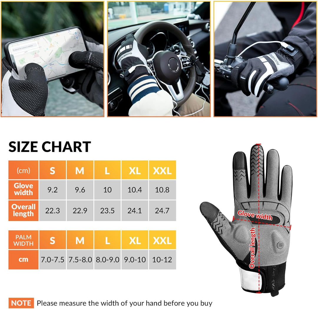 ROCKBROS Beheizbare Handschuhe über USB, Fahrradhandschuhe reflektierend und stossdämpfend, Winterha