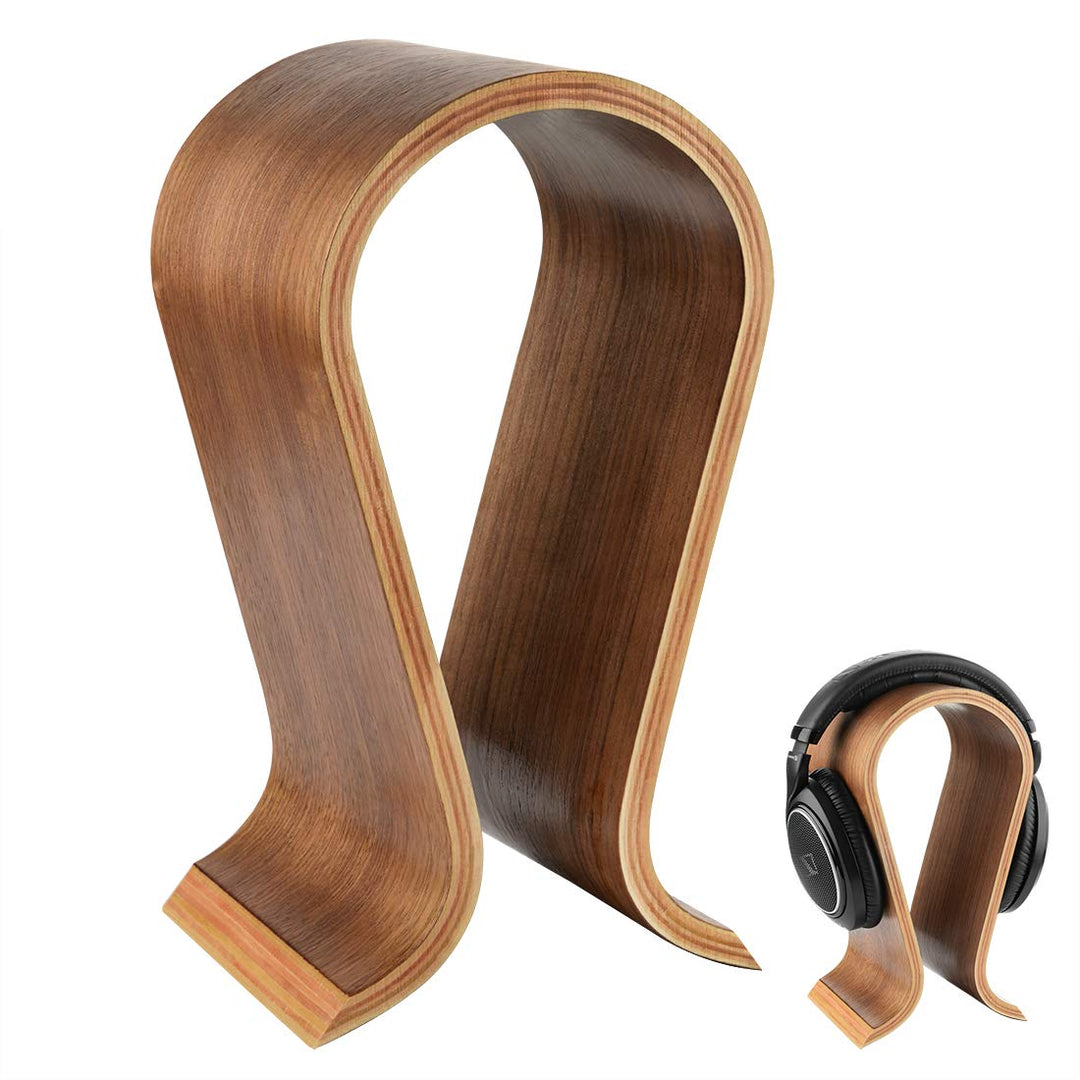 Linkidea Omega Holz-Kopfhörerständer - Headset-Halter/Aufhänger Mit Walnuss-Finish - Schreibtisch-Di