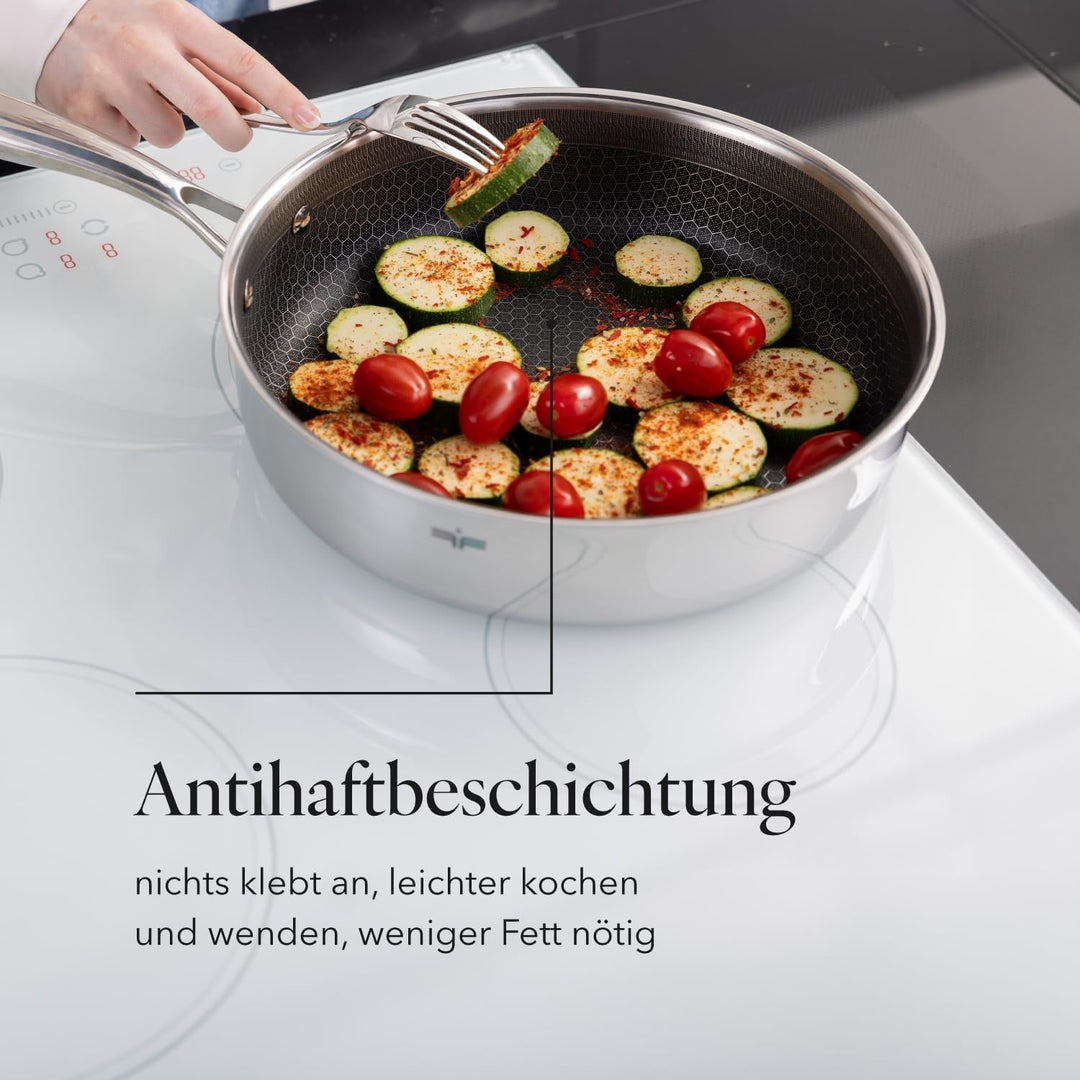 FLORINA Bratpfanne aus Edelstahl Frittierpfanne ARISTO Plus | Pfanne 26 cm - 3,5L | 3-Lagen-Aufbau |