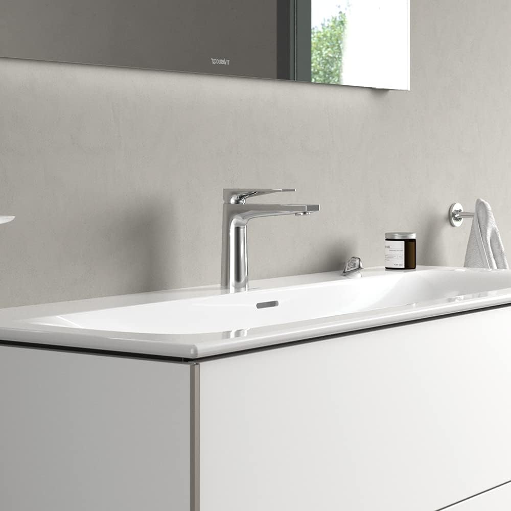 Duravit Tulum Waschtischarmatur, Grösse M (Auslauf Höhe 122 mm), Wasserhahn Bad mit Zugstangen-Ablau