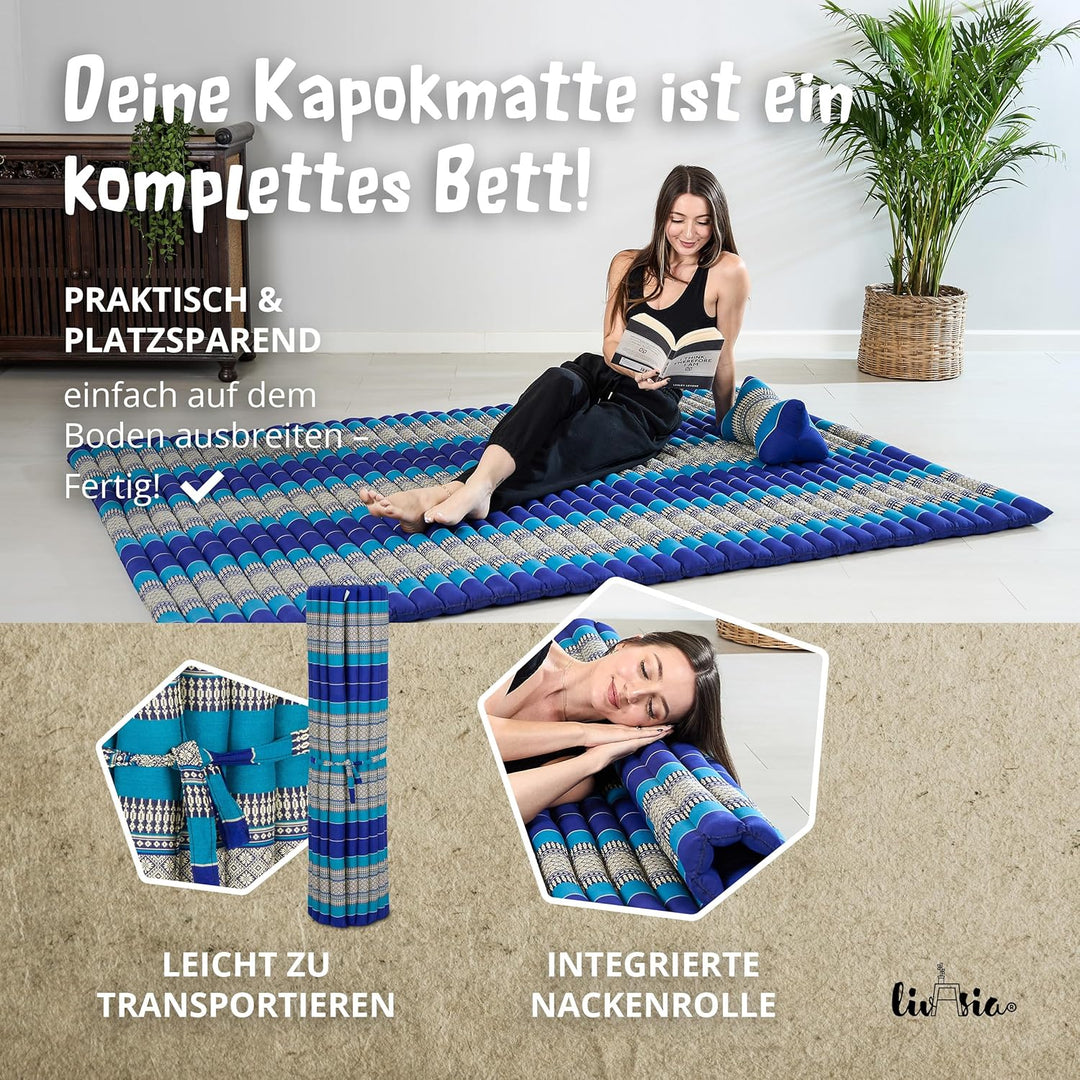 livasia Rollmatte Rollmatratze L-200x110x4,5cm, Gästebett Gästematratze 1 Person, Reisebett Kofferra