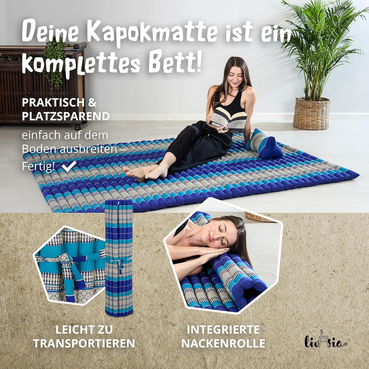 livasia Rollmatte Rollmatratze L-200x110x4,5cm, Gästebett Gästematratze 1 Person, Reisebett Kofferra