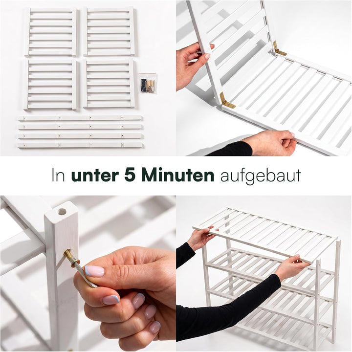 BAM BOO BOX - Schuhregal aus Bambus, Schuhablage mit 4 Ebenen, 68 x 28 x 64 cm, Erweiterbar Stapelba