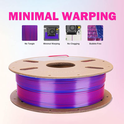 ERYONE Dual Zweifarbig PLA Filament 1.75mm, 3D Drucker Filament 1kg Spule +/- 0,02 mm, Rote und Blau