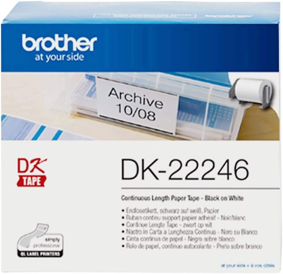 Brother DK-22246 selbstklebende Endlosetiketten (103 mm breit, 30,48 m lang, geeignet für QL-1050, Q