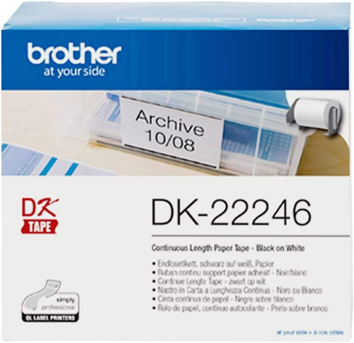 Brother DK-22246 selbstklebende Endlosetiketten (103 mm breit, 30,48 m lang, geeignet für QL-1050, Q