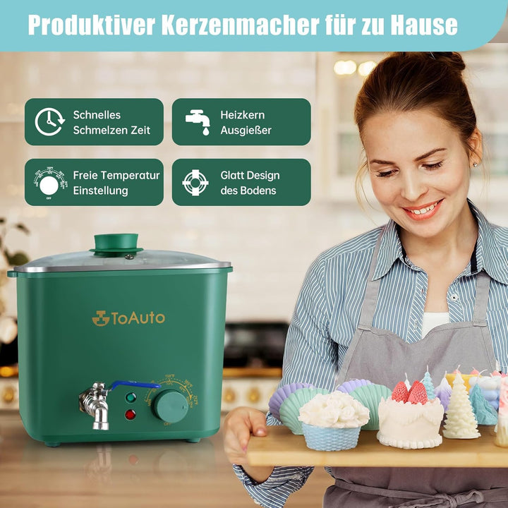 TOAUTO 4Qts Green Wax Melter für Kerzenherstellung - Elektrische Kerze Wachs Schmelzen Topf mit Quic