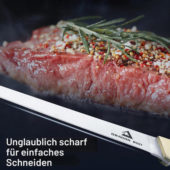 DRAGON RIOT Filetiermesser Fisch, 22 CM Fishing Edelstahl Fischmesser mit Anti-Rutsch-Griff，Ausbeinm