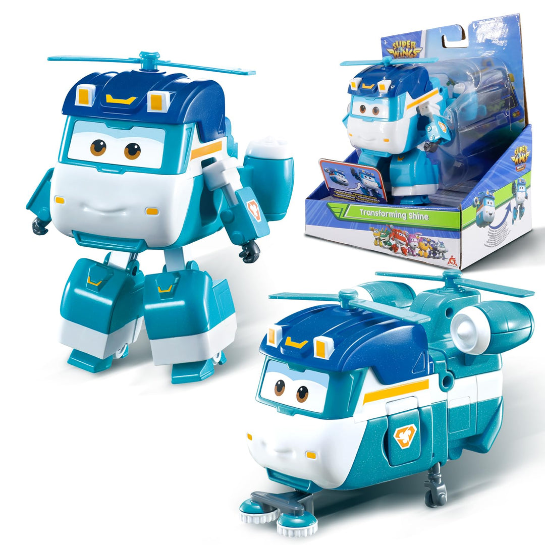 Super Wings EU770239 - Transforming Shine, ca. 12 cm grosse verwandelbare Spiel-Figur, Roboter und F