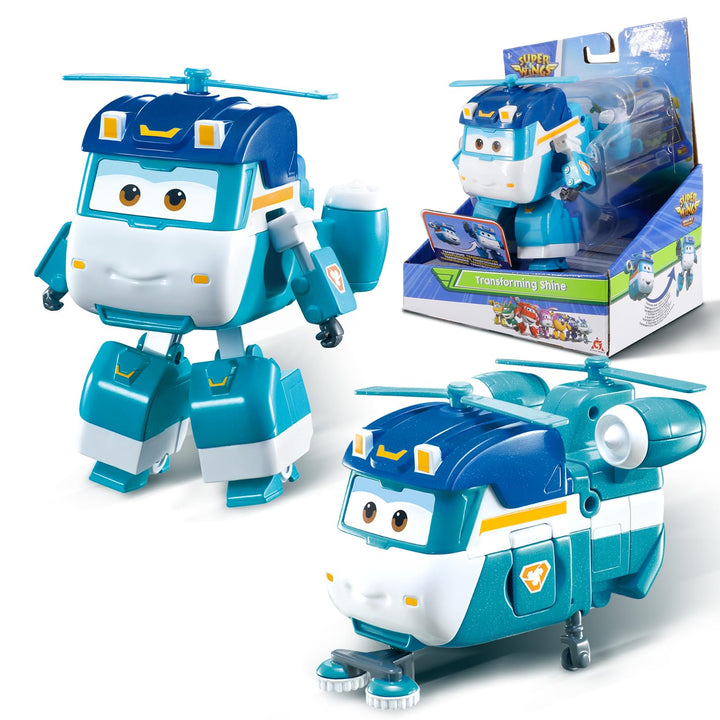 Super Wings EU770239 - Transforming Shine, ca. 12 cm grosse verwandelbare Spiel-Figur, Roboter und F