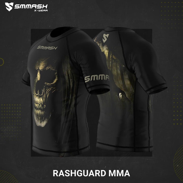 SMMASH Funktionsshirt Herren Rashguard Kurzarm Sportshirt MMA Thaibox Muay Thai Kickboxen Atmungsakt