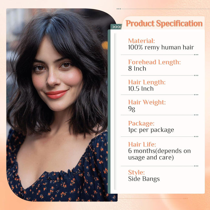 Benehair Echthaar Hair Topper für Frauen, 100% Echthaar Topper Seitenpony, 9g Haarverdichtung für Dü
