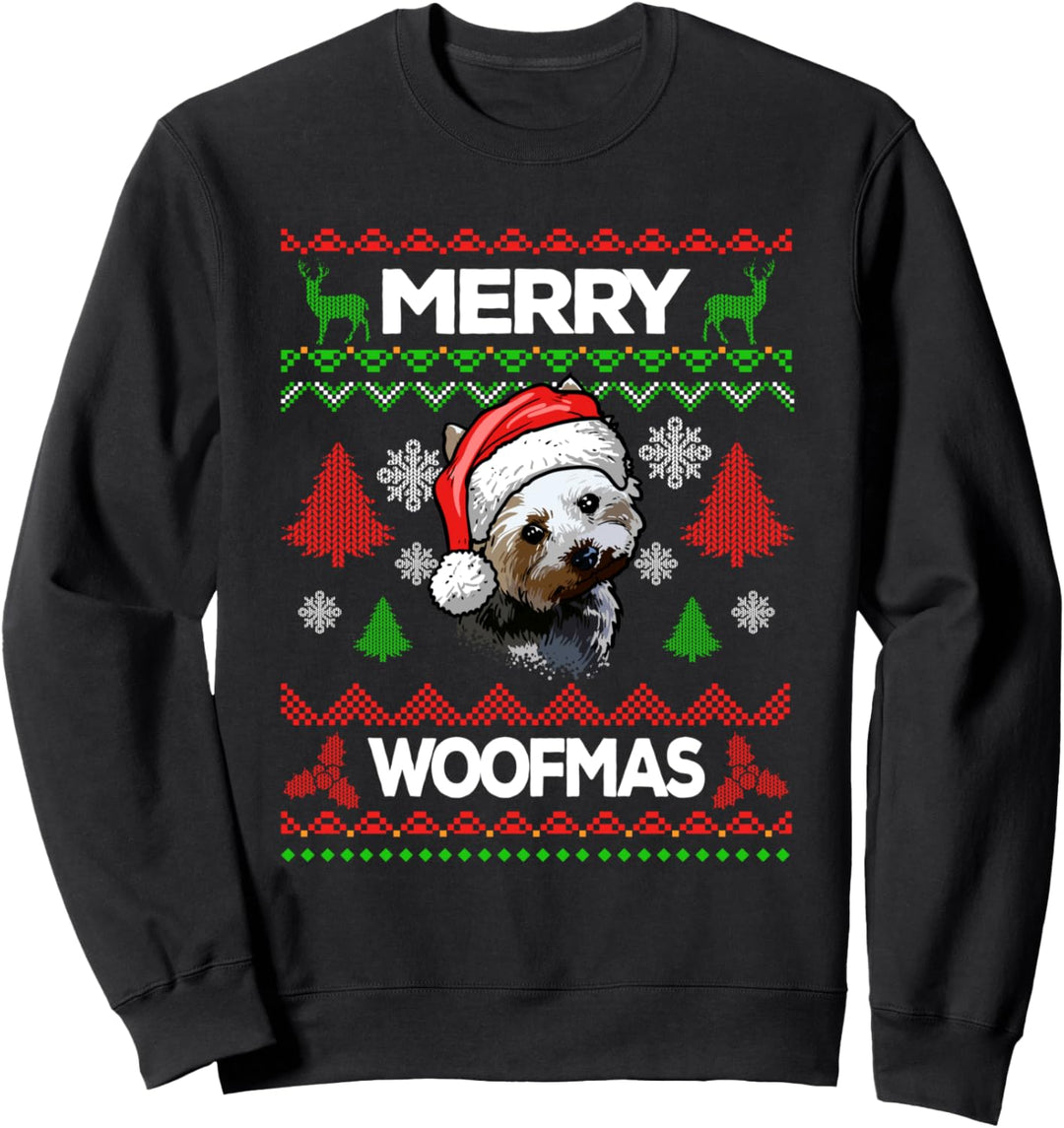 Merry Woofmas Ugly Sweater Weihnachten Yorkie Hunde Sweatshirt
