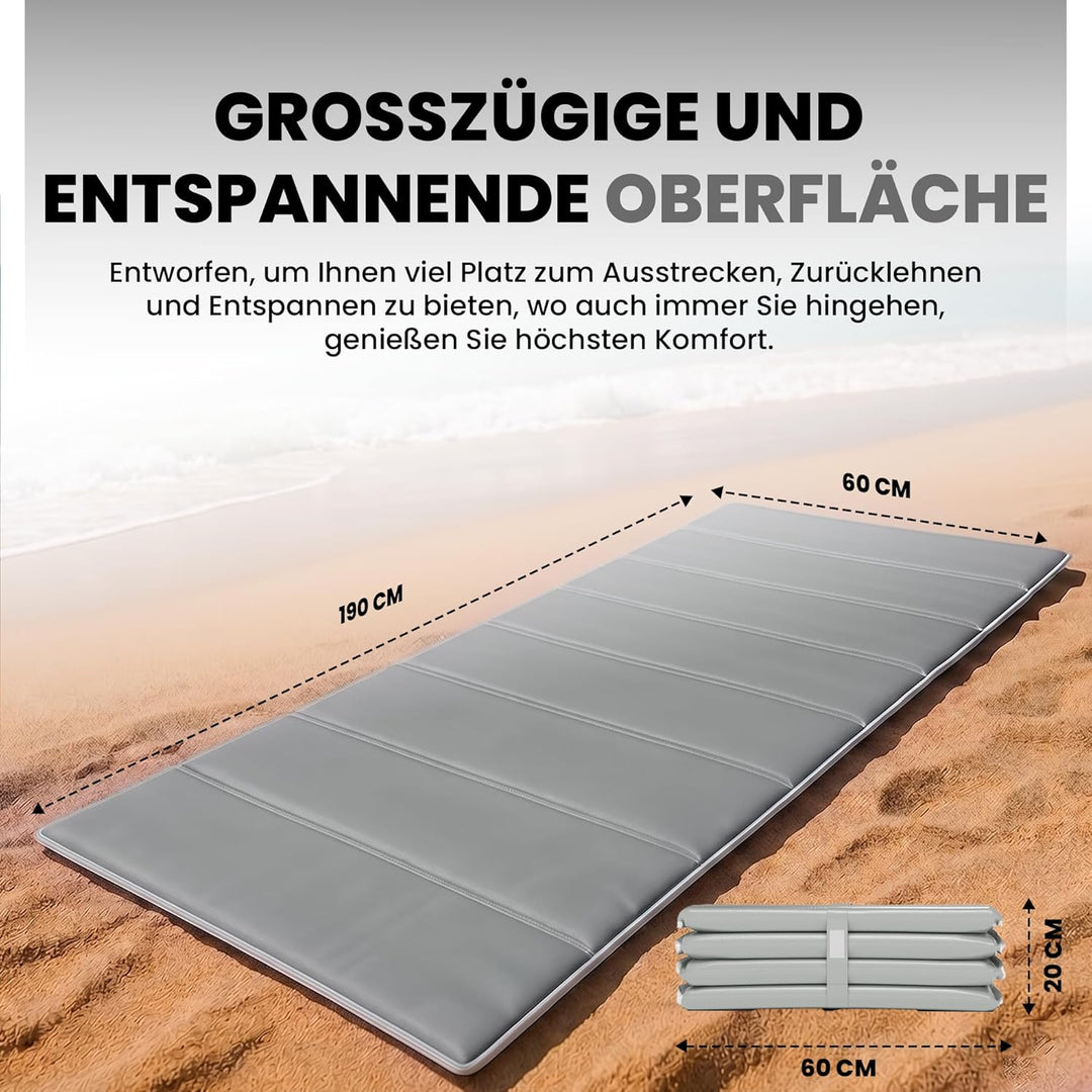 StarK Strandmatte klappbar leicht 190×60 cm gepolstert für Strand &amp; Garten | Kompakt faltbar, wasser